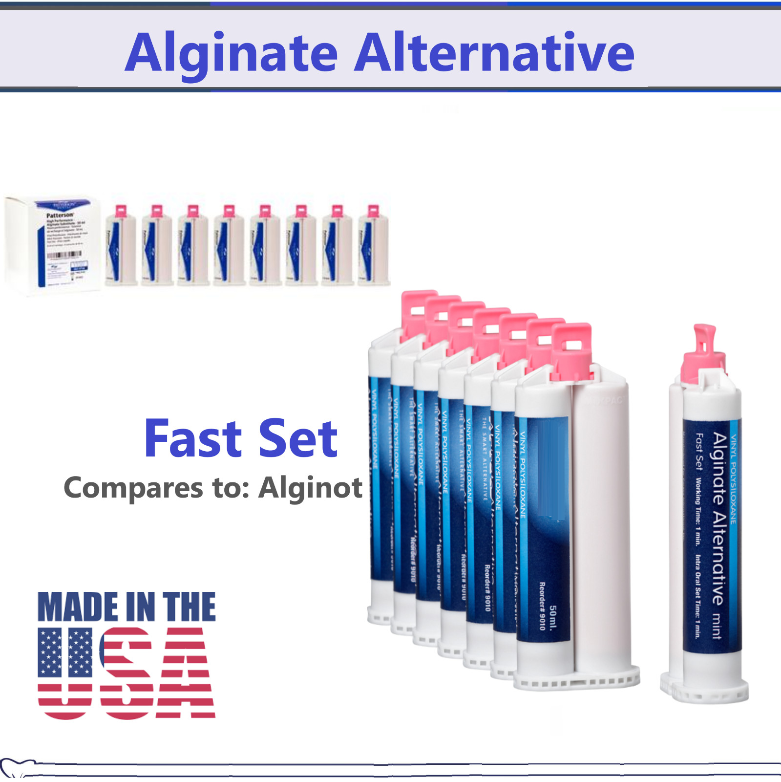 Dental Alginot Type Alginate Substitute Alternative 4 or 8 x 50mL, Fast Set, USA