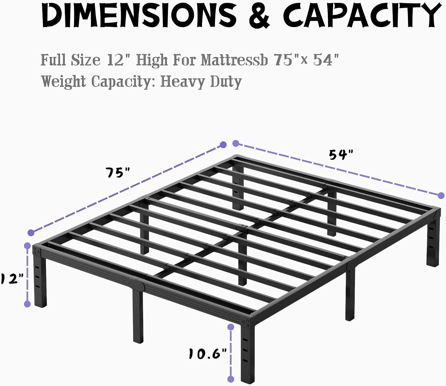 12 Inch High Metal Full Size Bed Frame Platform Bed Frame Full Size No Box
