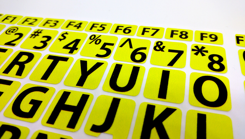 English US LARGE LETTER KEYBOARD STICKERS for Computer or Laptop, YELLOW