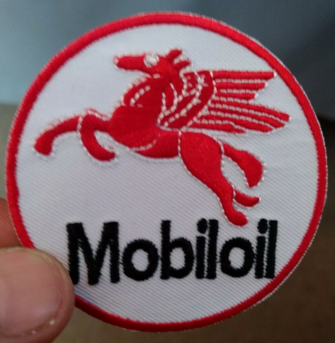 Mobiloil Logo Embroidered 2.75 In. Peggy Patch Collectible Gas Advertising New