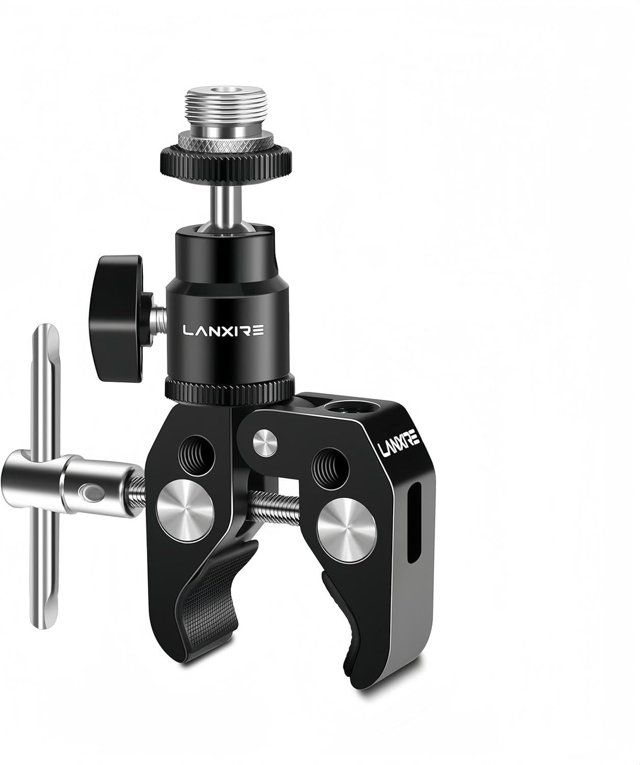 Super Clamp Mic Microphone Mount Crab Clamp Double Ball Head with 1/4...