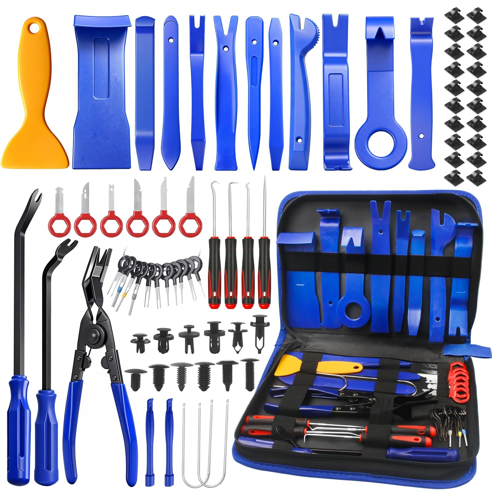 Poraxy Trim Removal Tool, 120Pcs Car Panel Door Audio 120 Pcs, Blue