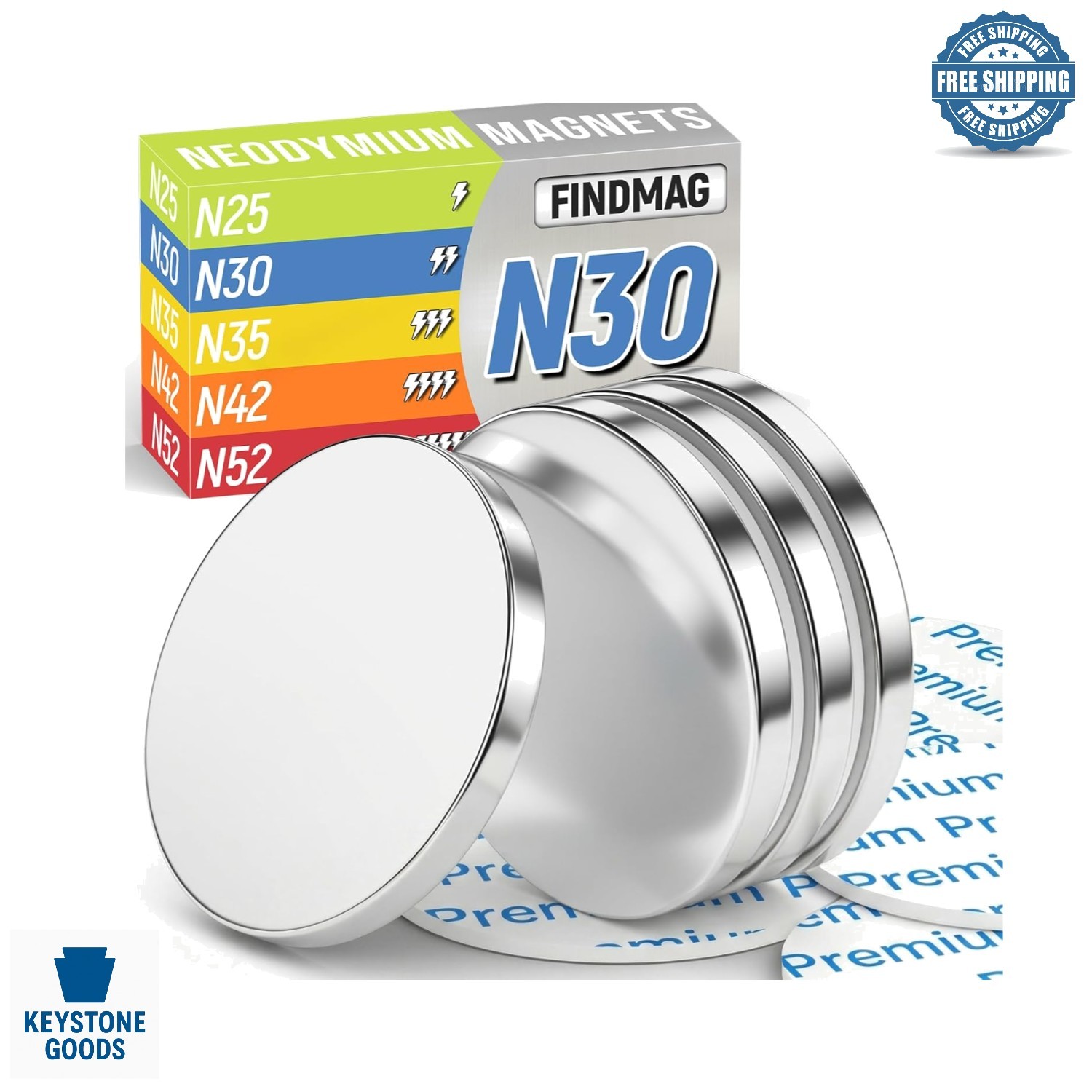 4Pcs High-Strength Neodymium Disc Magnets with Adhesive for DIY, Office & Home