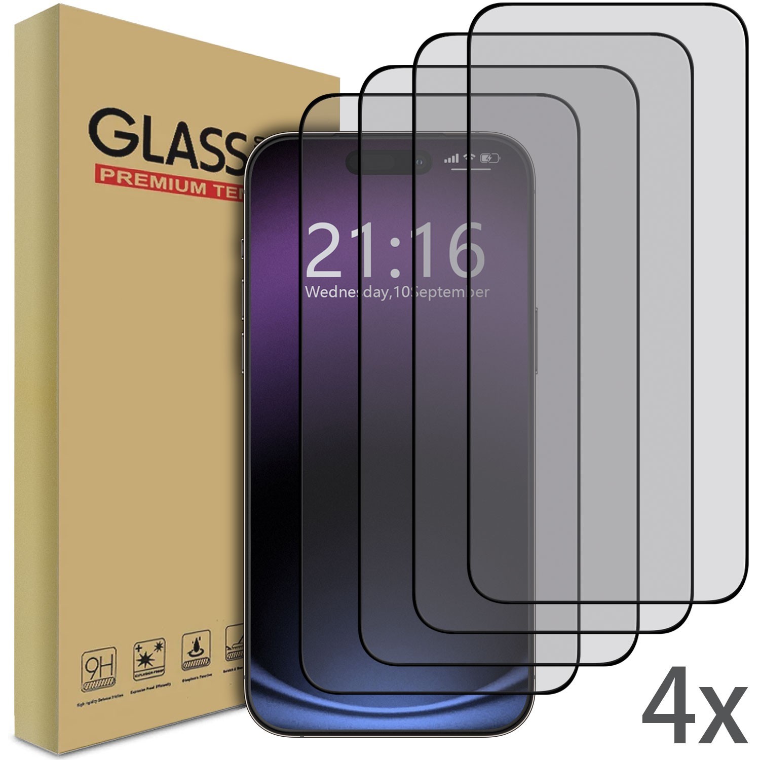 4Pcs Clear Full Coverage Tempered Glass Screen Protector Saver For Apple iPhone