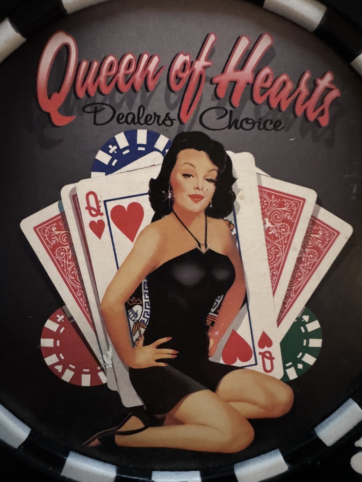 Pinup Queen Of Hearts Las Vegas Poker Club Ralph Burch 2005 Wall Decor 7"x7"
