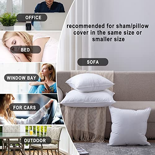 16x16 Pillow Inserts (Set of 2)- 100% Cotton 16x16 Inch (Pack of 2) White