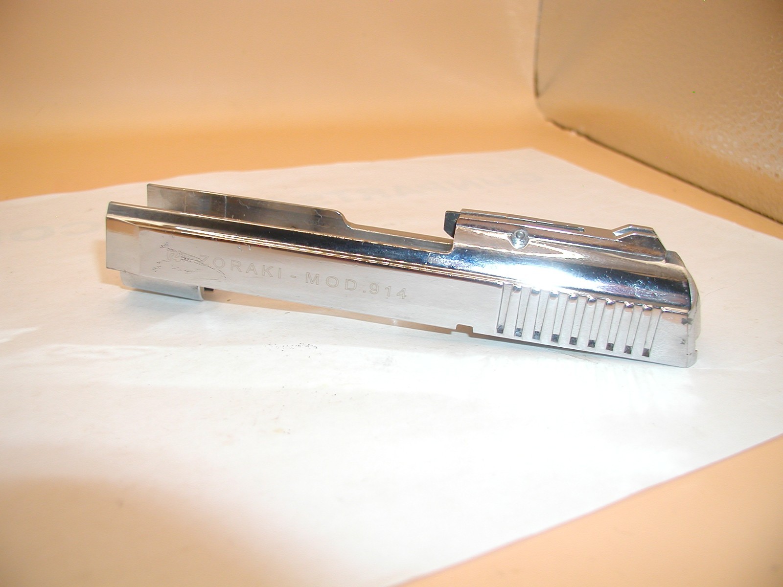 Movie Replica Zoraki M914 Full 9mm Blank Prop - Slide, Complete, Chrome