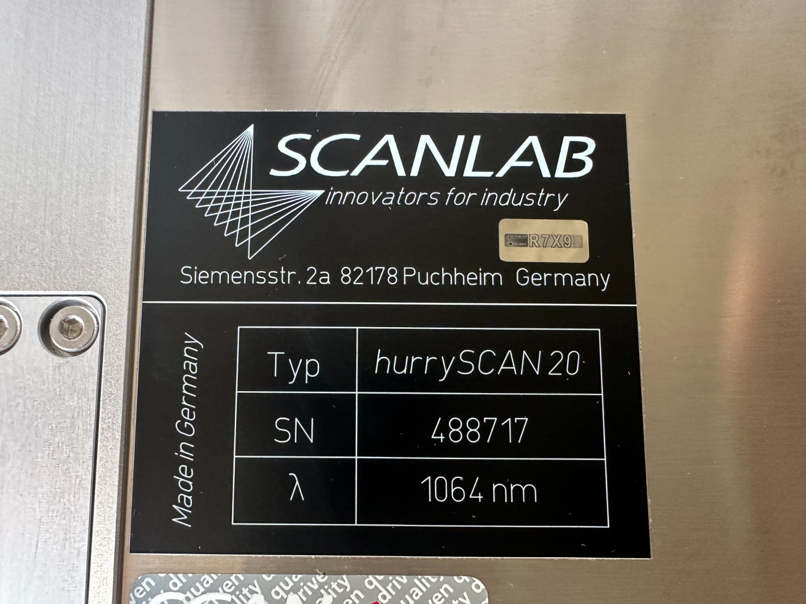 SCANLAB HURRYSCAN20 LASER GALVANOMETER & CAMERA ADAPTER & LENS