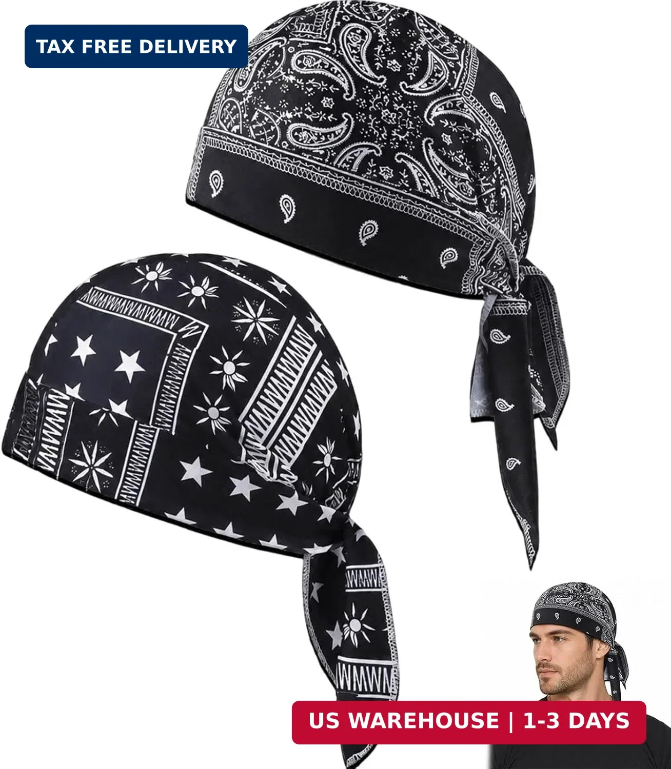 Elastic Cycling Sports Cap, 2 Pcs Stretchy Bandanas for Cycling and Sports, Brea