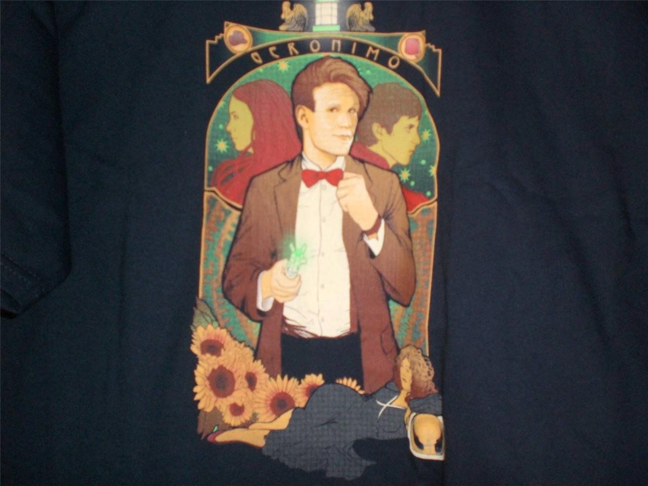 TeeFury Doctor Who Large "Geronimo" Matt Smith Tribute MeganLara NAVY