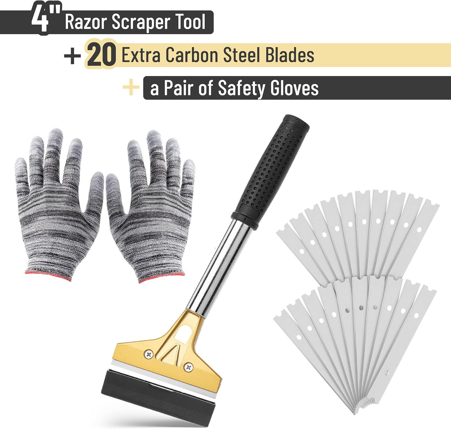 Bates- Razor Blade Scraper Tool, 4 Inch, Floor Razor Scraper Tool with 20 Ext...