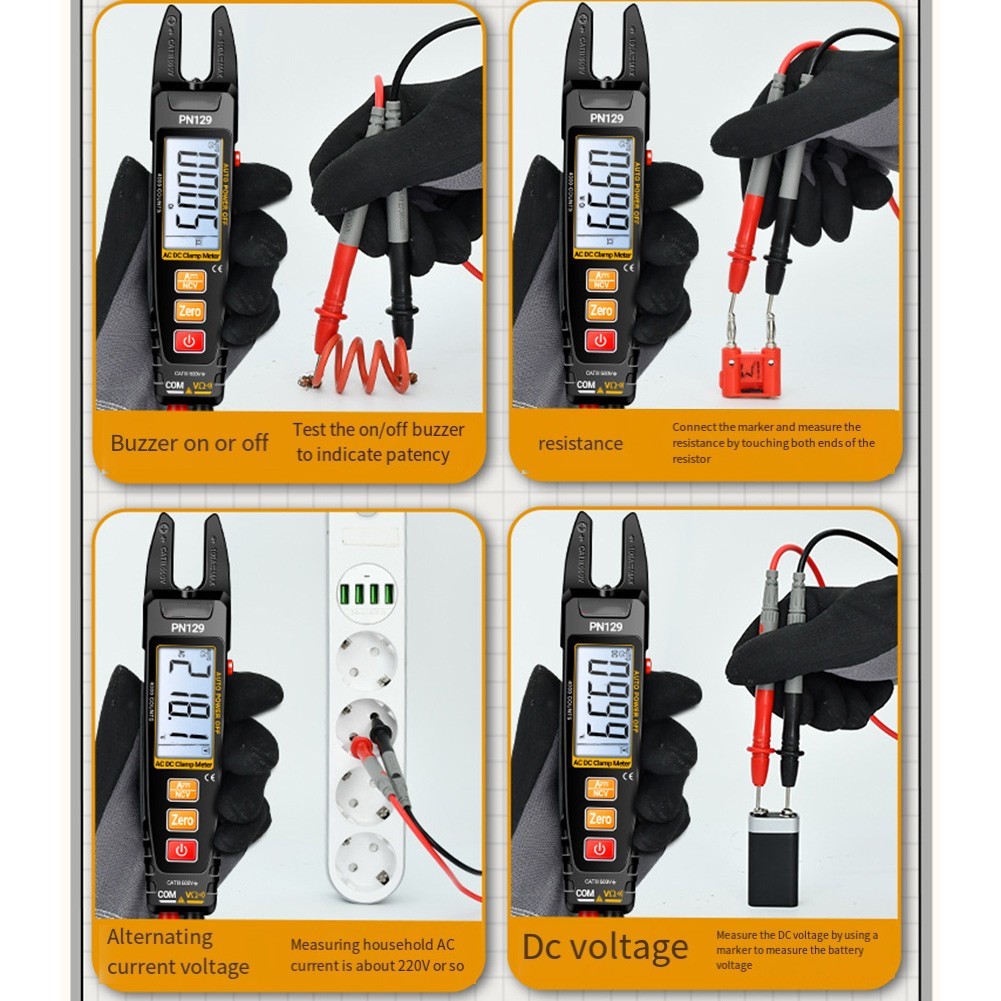 PN129 U Shape Clamp Meter with Automatic Range and Data Retention Feature