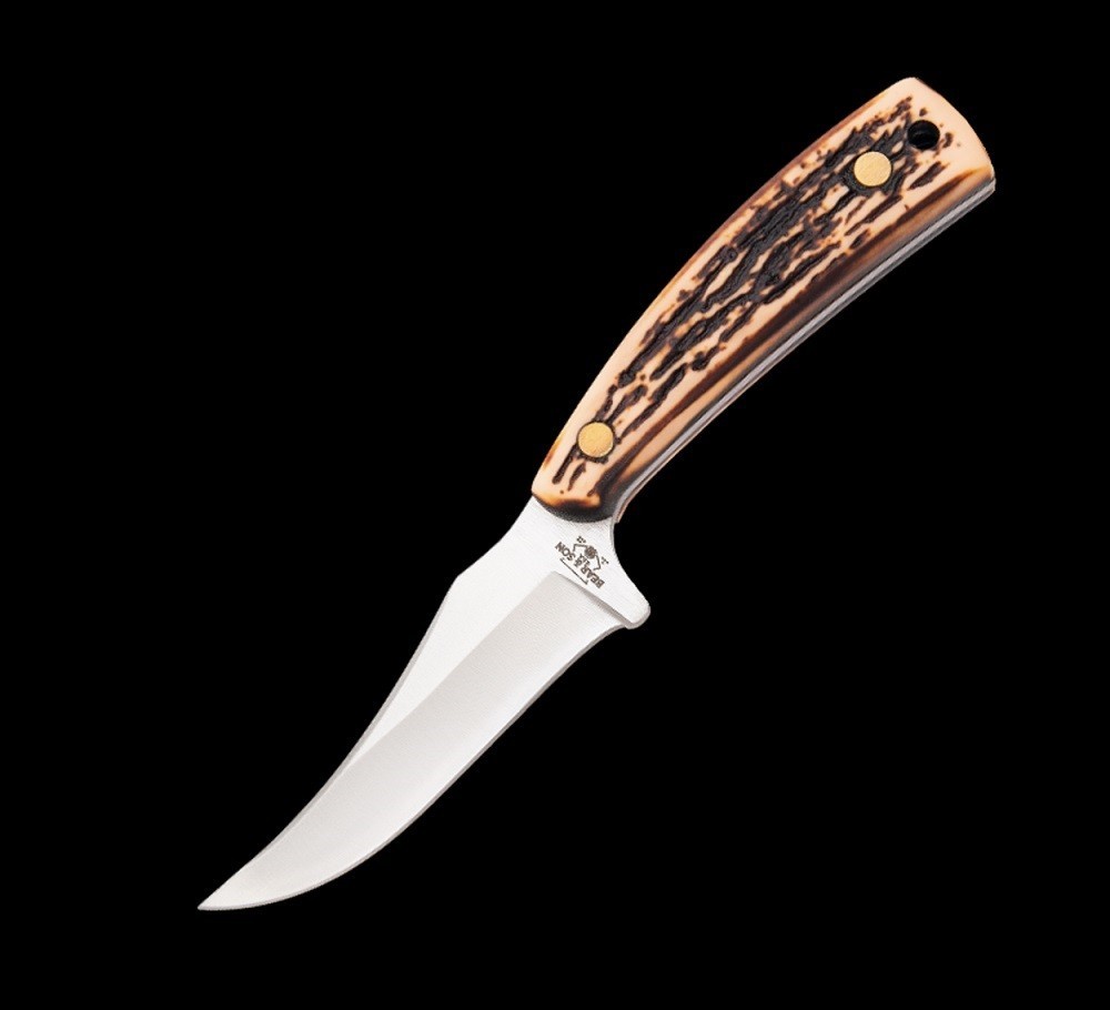 Bear and Son Skinner knife Sharpfinger USA with Leather Belt Sheath