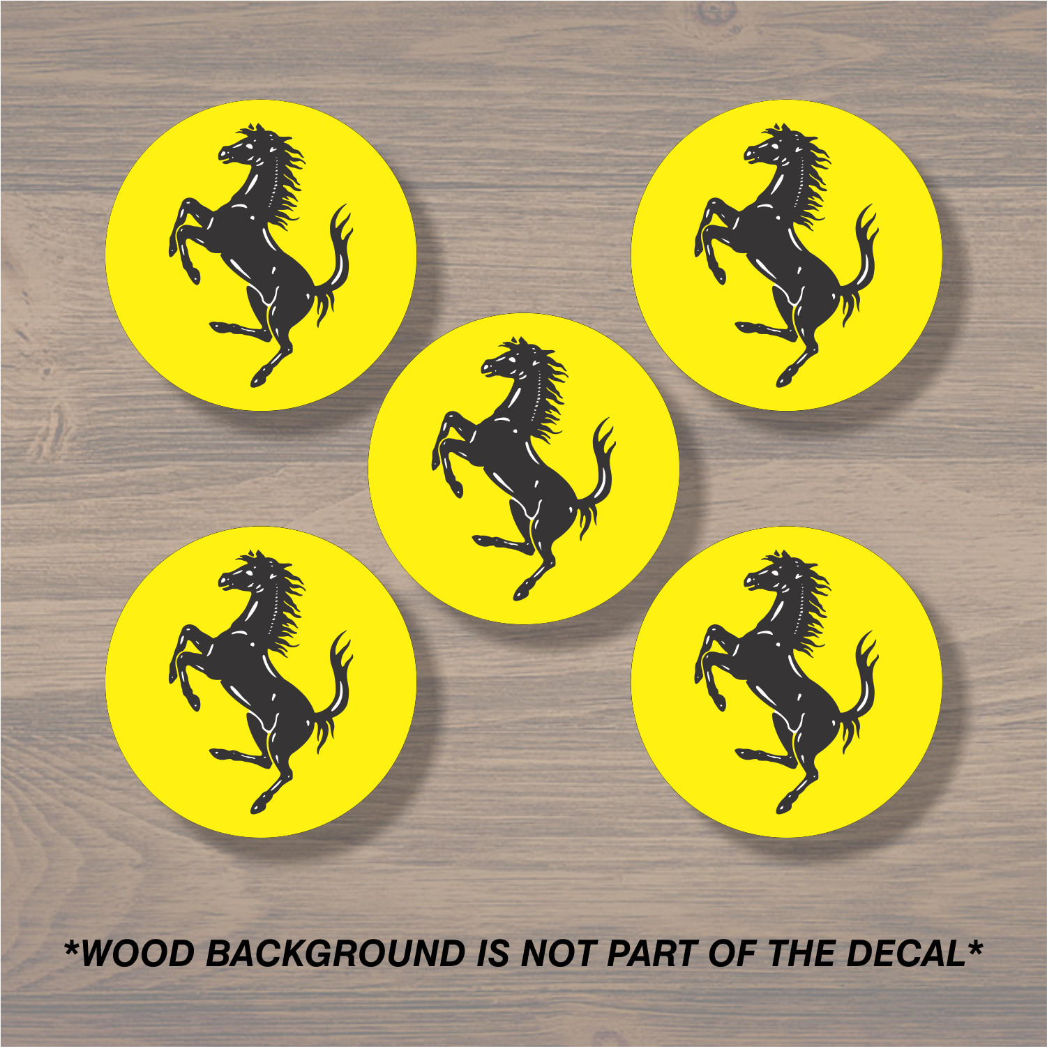 Ferrari Wheel Center Cap Overlay x5, Vinyl Decal Sticker