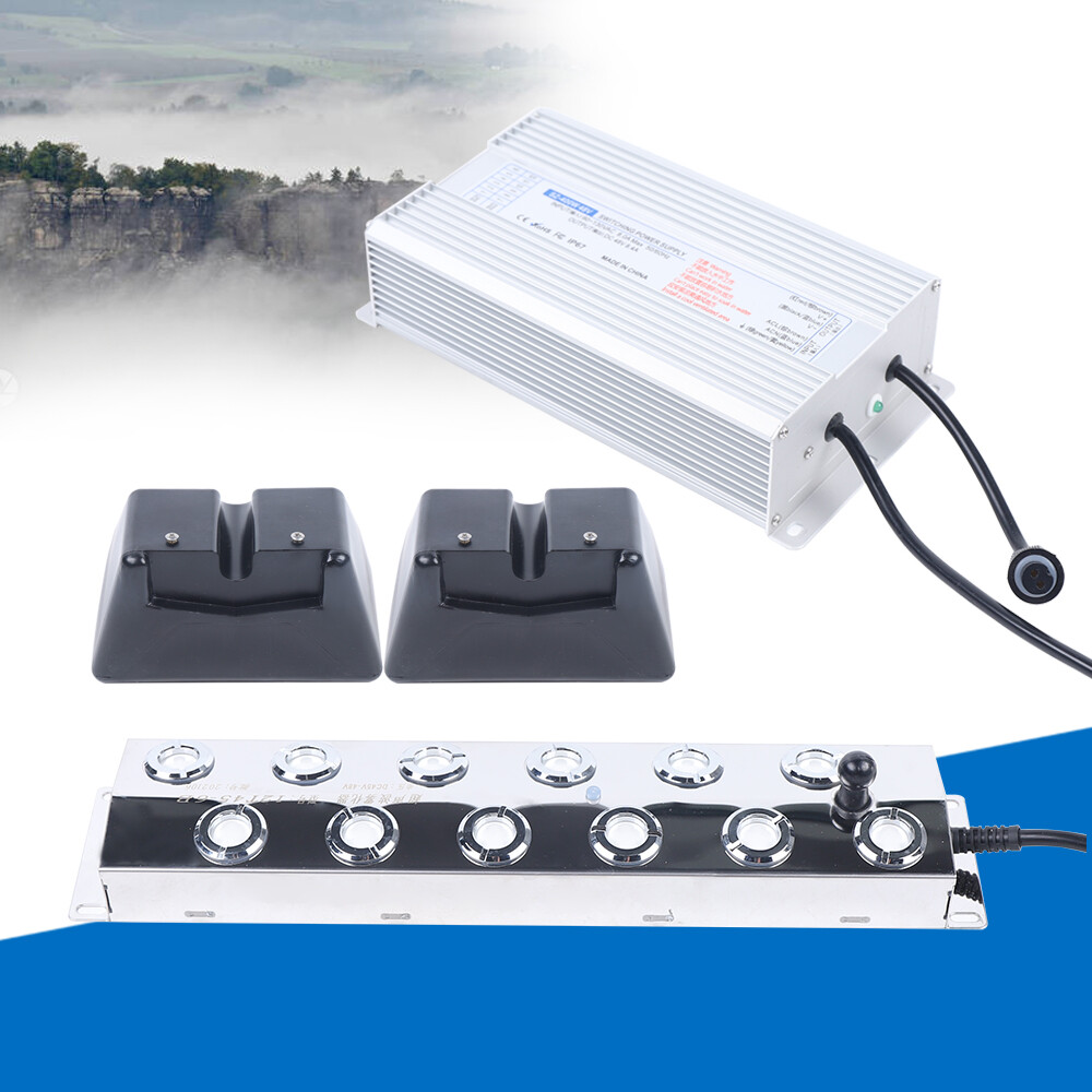 12-Head 110V Ultrasonic Mist Maker Kit Pond Fogger Mister Machine with 2 Buoy