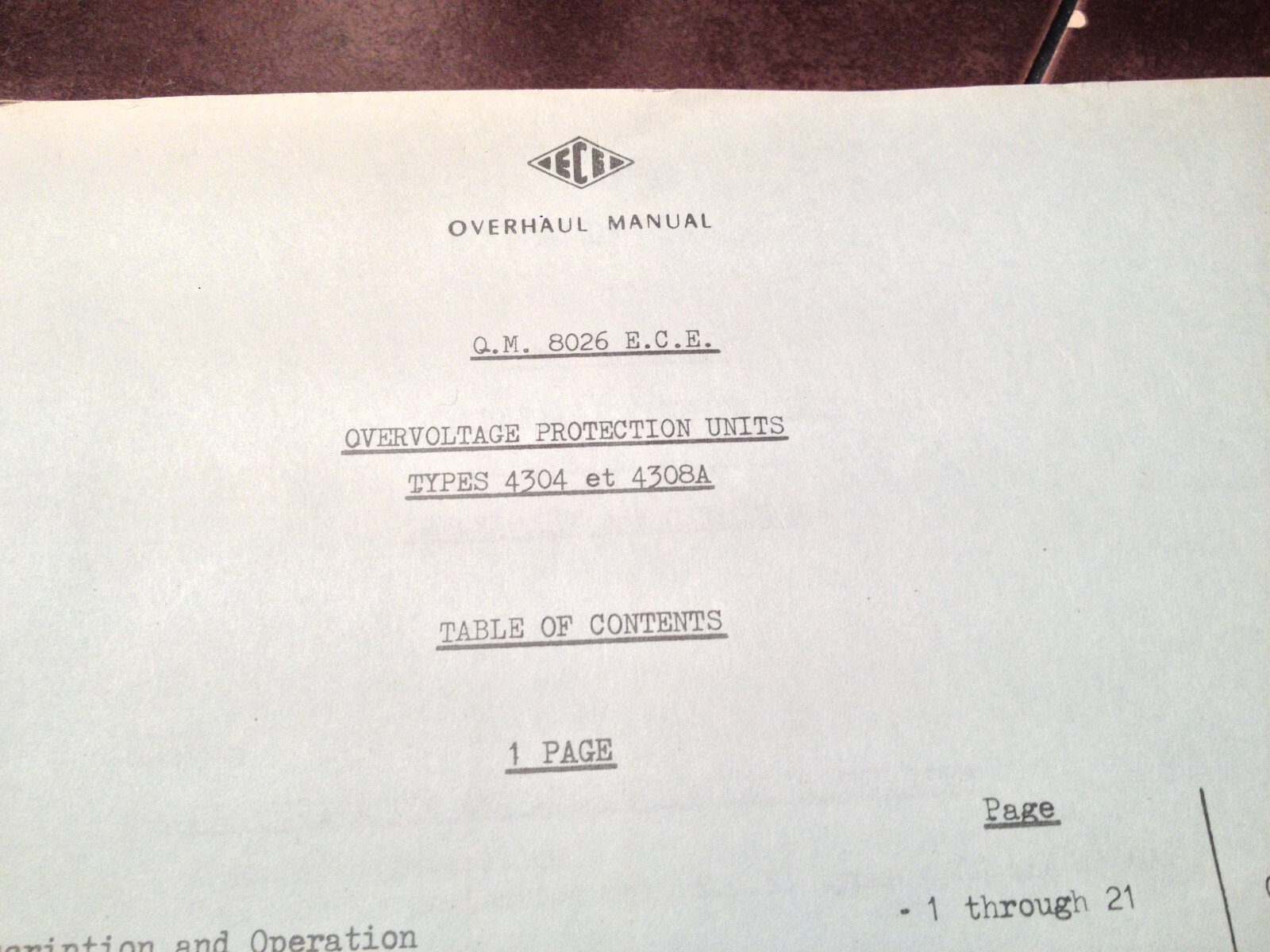 ECE SUD Overvoltage Protection Units 4304 & 4308A Overhaul Manual