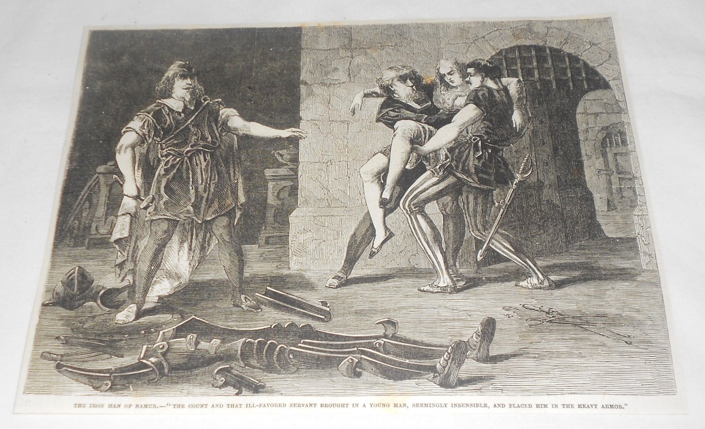 1869 magazine engraving ~ THE IRON MAN OF NAMUR