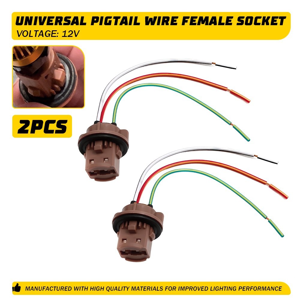 2PCS Pigtail Wire 7440 Socket 7443 7444 Two Harness Brake Stop Tail Parking EC