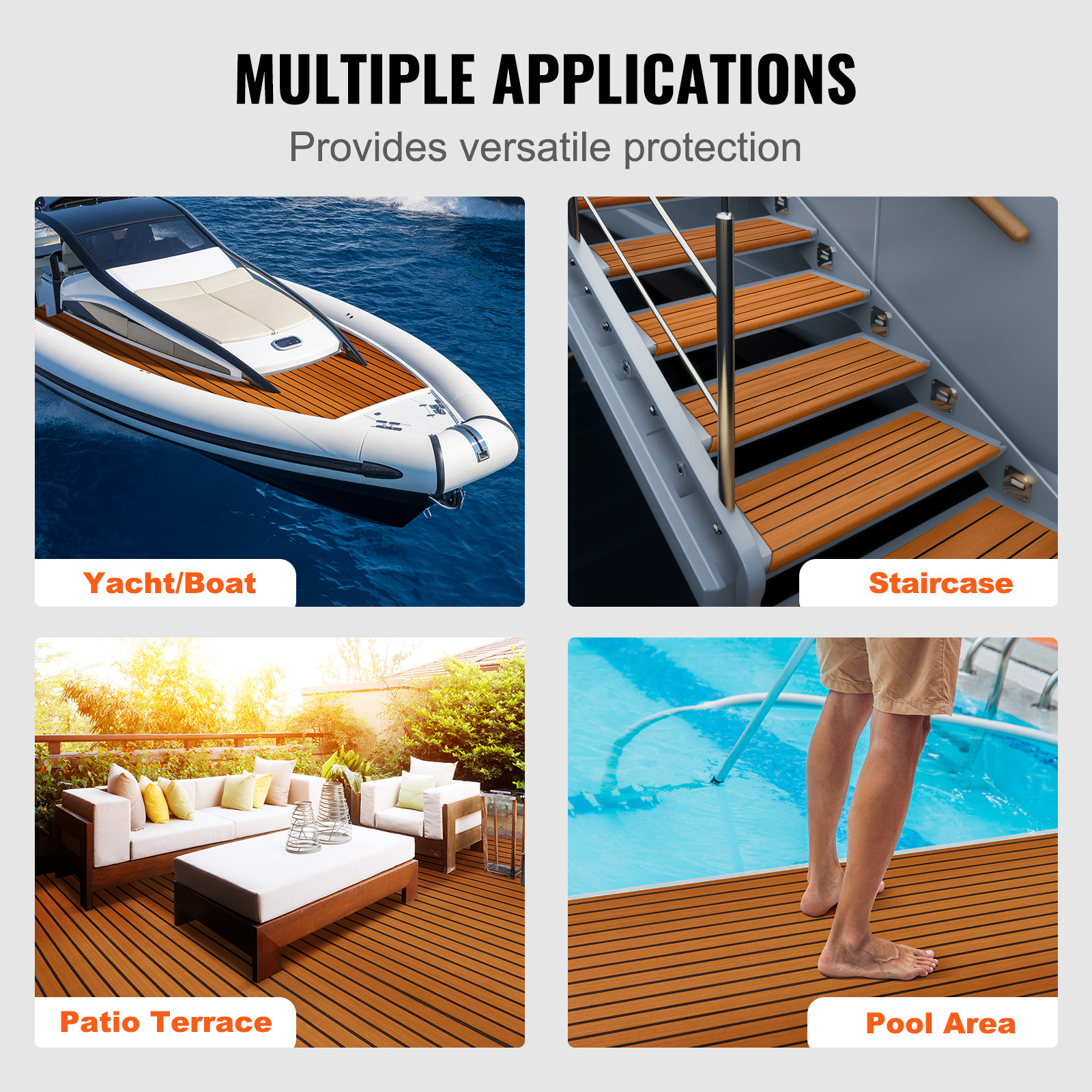 VEVOR Boat Flooring EVA Foam Boat Decking 94.5" x 35.4" Self-Adhesive Flooring