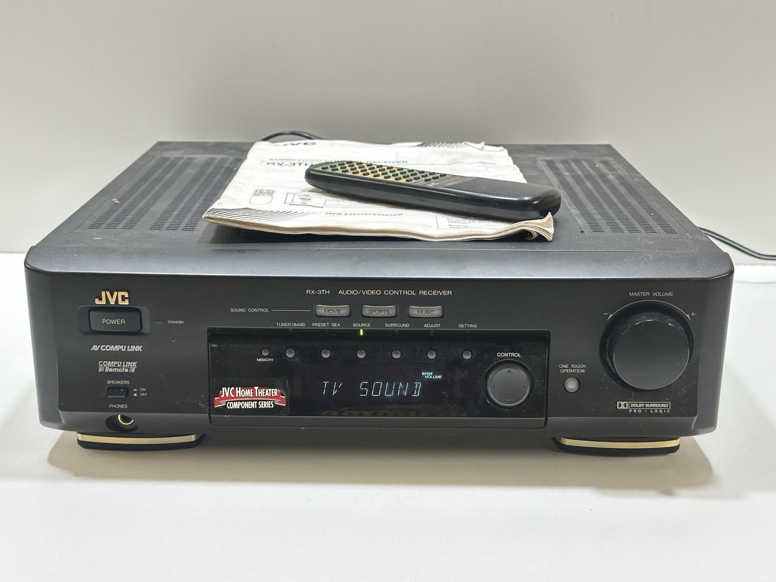 Vintage JVC RX-3THBK Audio/Video Control Receiver W/ Remote & Manual Bundle
