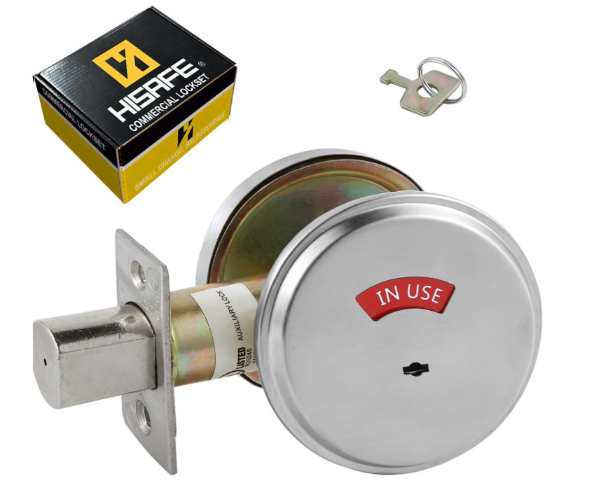 Hisafe Vacant In-Use Indicator Deadbolt Commercial Grade 2 Chrome Fire Rated