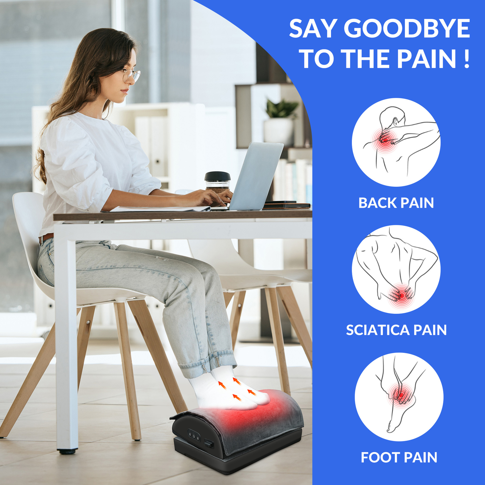 Snailax Footrest for Under Desk at Work, Vibrating & Heating, Memory Foam, Gift