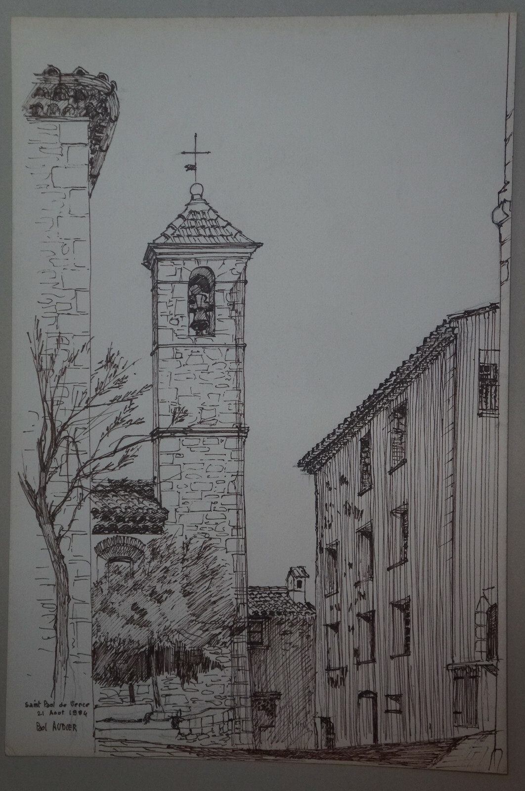 Paul Audier (20th) Ink "Saint-Paul de Vence" Signed