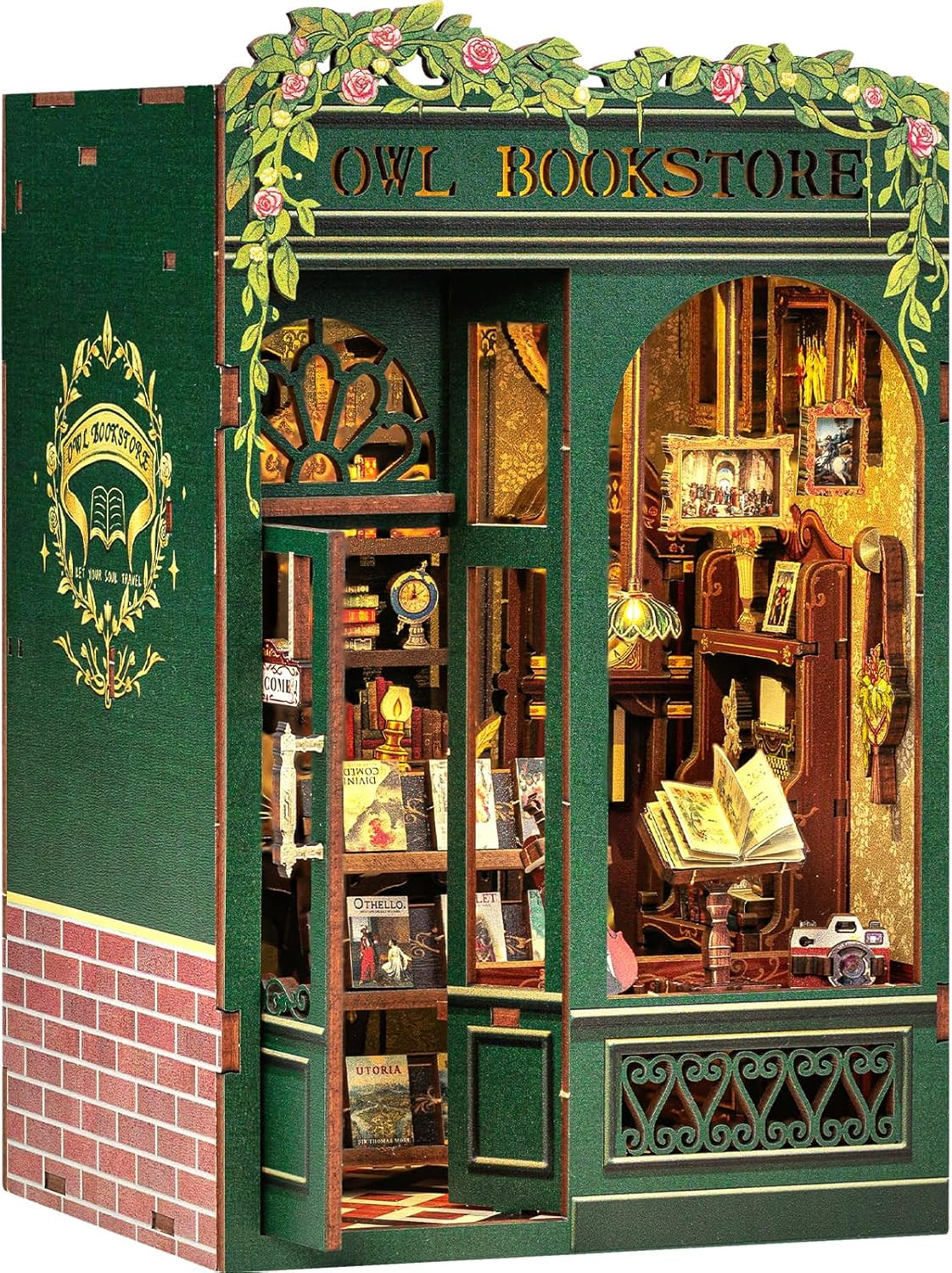 Book Nook Kit Booknook Bookshop - OWL Bookstore | DIY Miniature House 3D Wooden