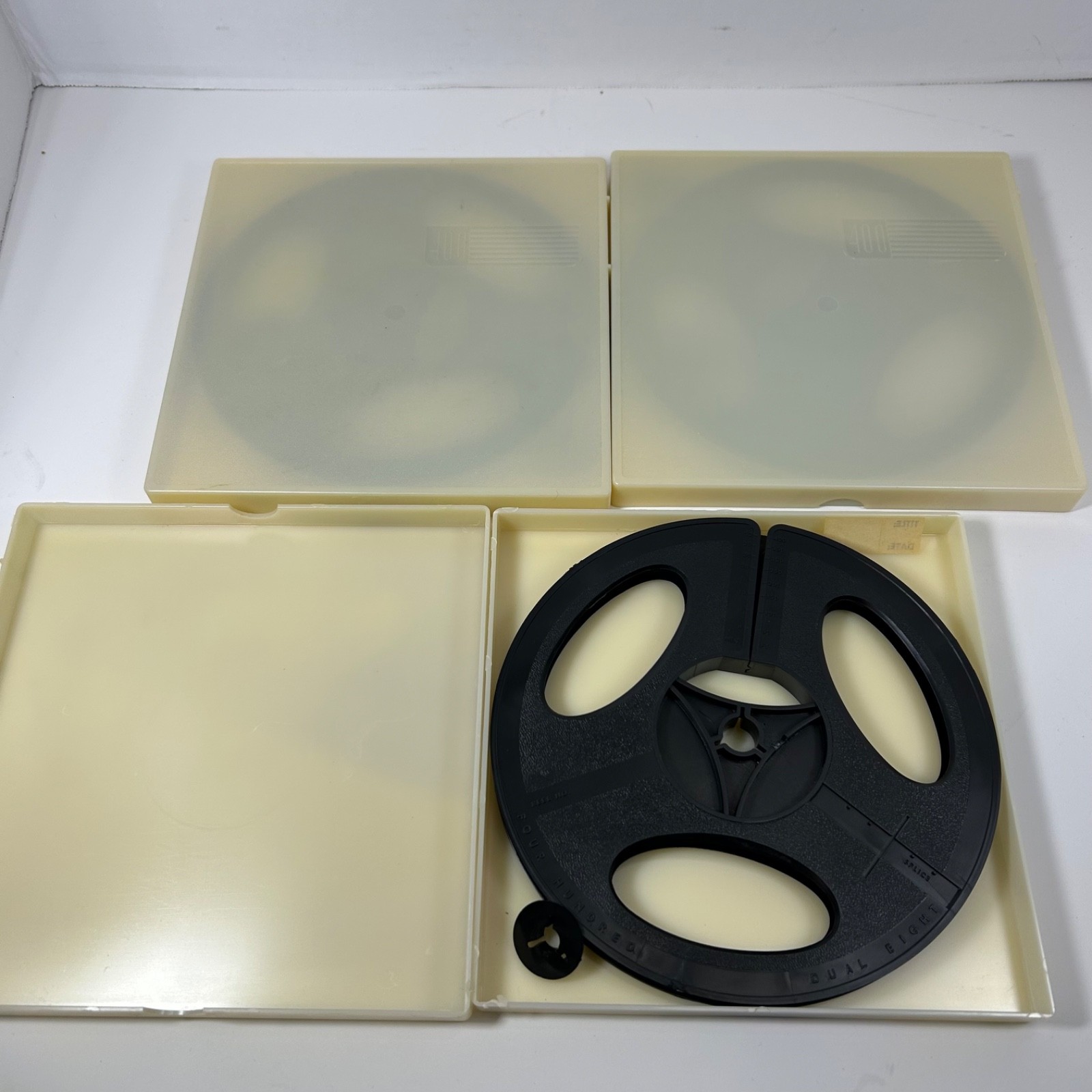 Lot of 3 Super 8mm, Black Plastic Empty Film Reels 7", 400 Feet with Cases