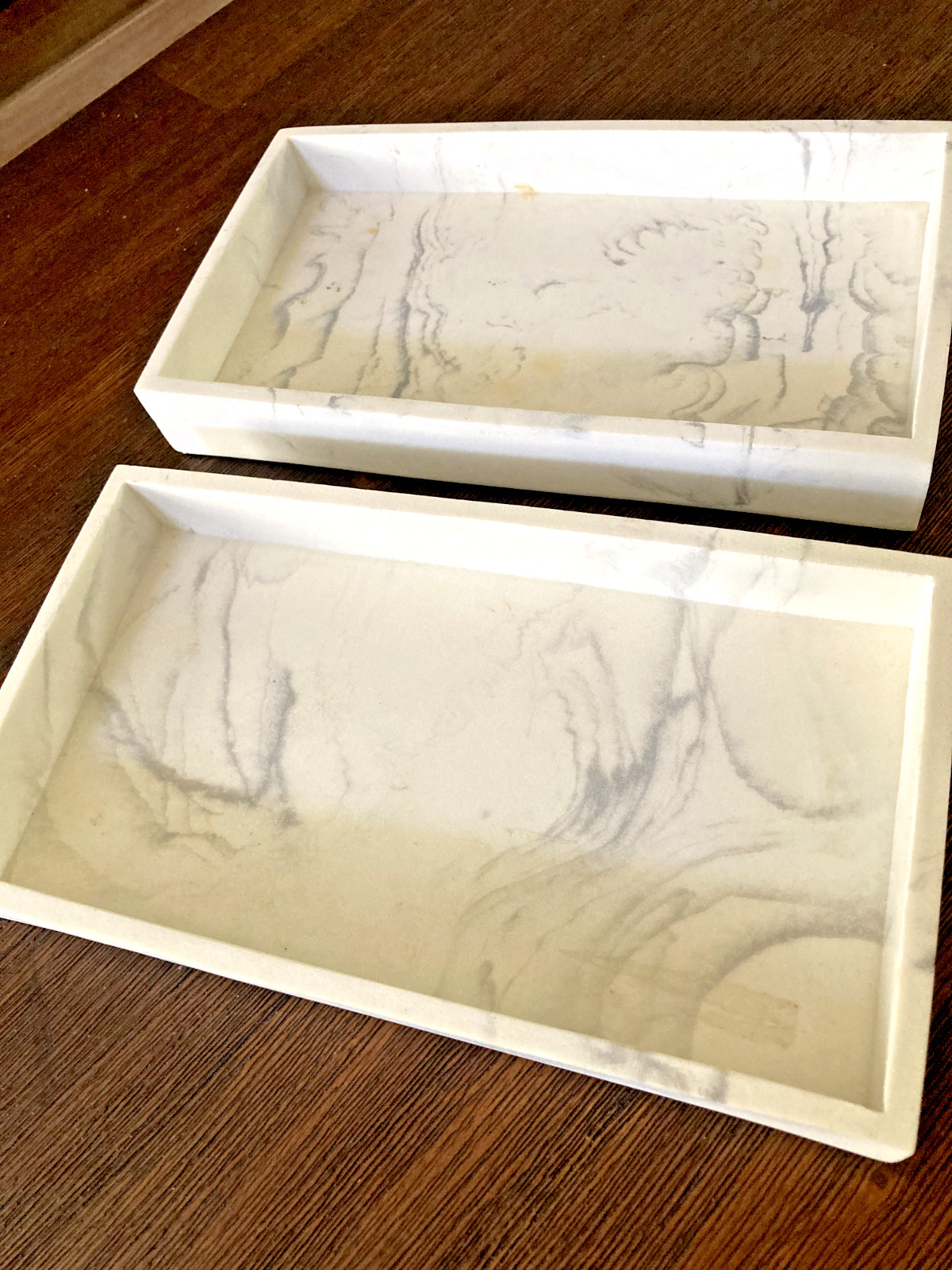 White Marble Ceramic Tray Dish Holder Bathroom Home Organizer 9x5"  Two Set Pair