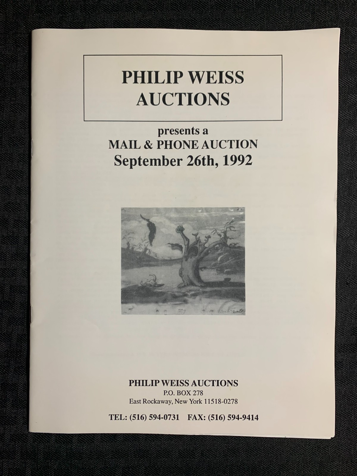 1992 Sept 26 PHILIP WEISS 40pg Auction Catalog FN+ 6.5 Pulps Art Comics Animatio