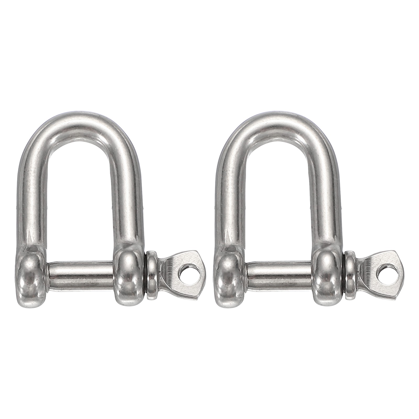 2pcs Stainless Steel D Shape Shackle for Boat Chain 1/10"(2.2mm), Silver Tone