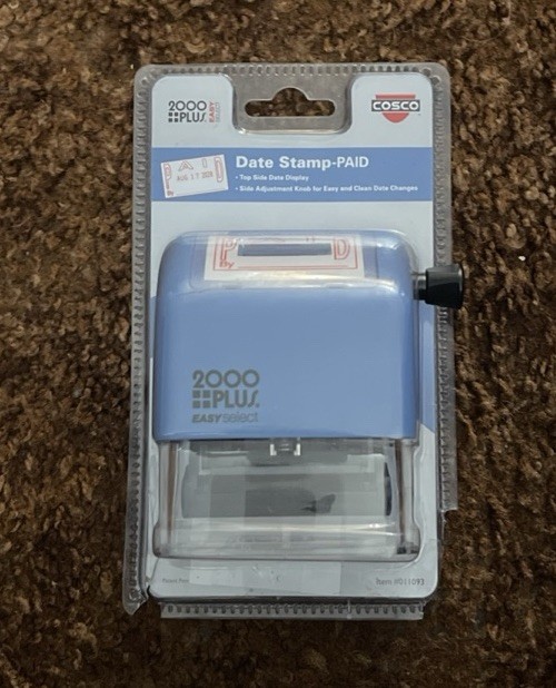 COSCO 2000 Plus 011093 Self-Inking Paid And Date Stamp/W Easy Select Knob. New.