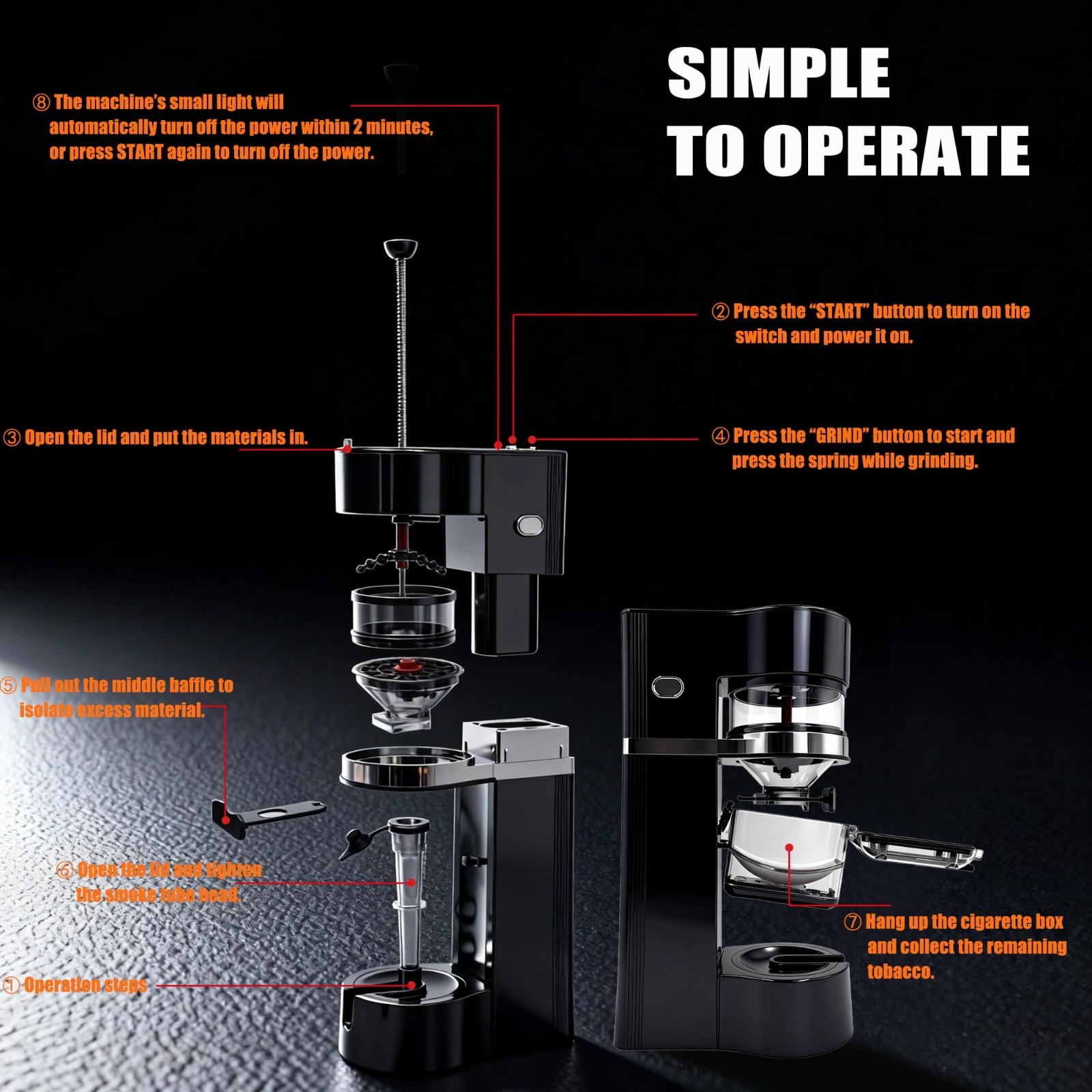Automatic Cigarette Rolling Machine - Portable Spice Grinder & Filler for Rollin