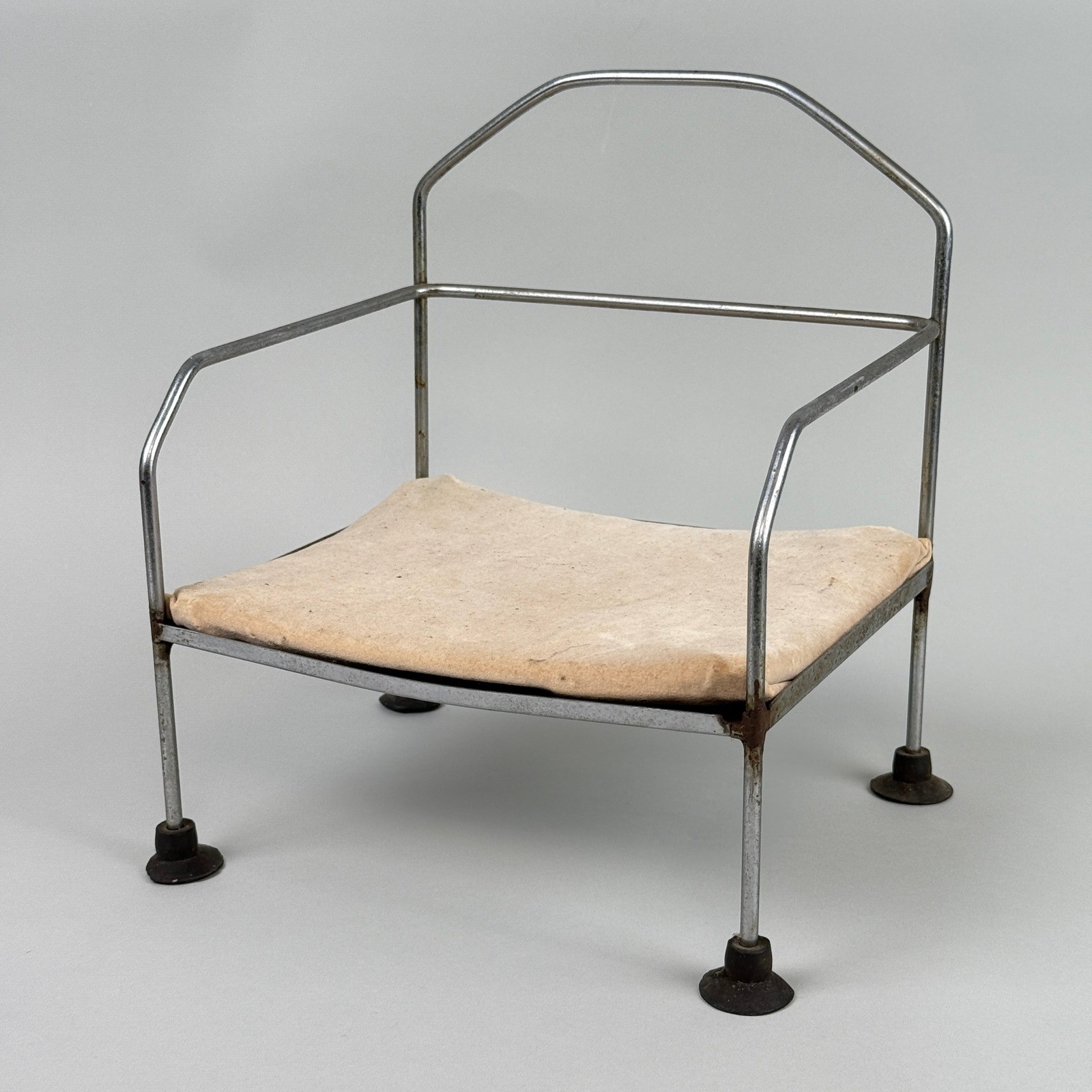 Vintage Chrome Metal Tubular Child Chair Booster Seat Stool Decor