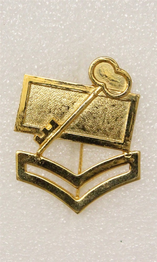 Cap Badge 727: U.S. Navy PO-2, Disbursing Clerk - p/b, GEMSCO, gilt
