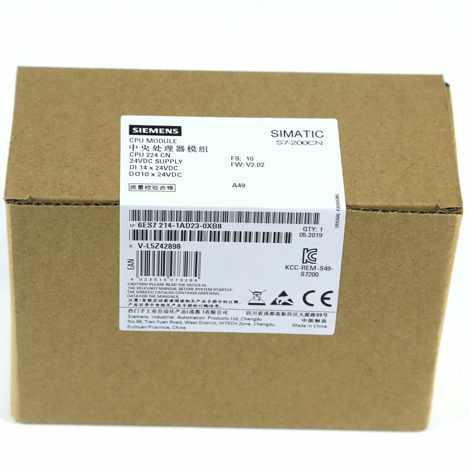 1PCS Siemens 6ES7214-1AD23-0XB8 PLC Unit