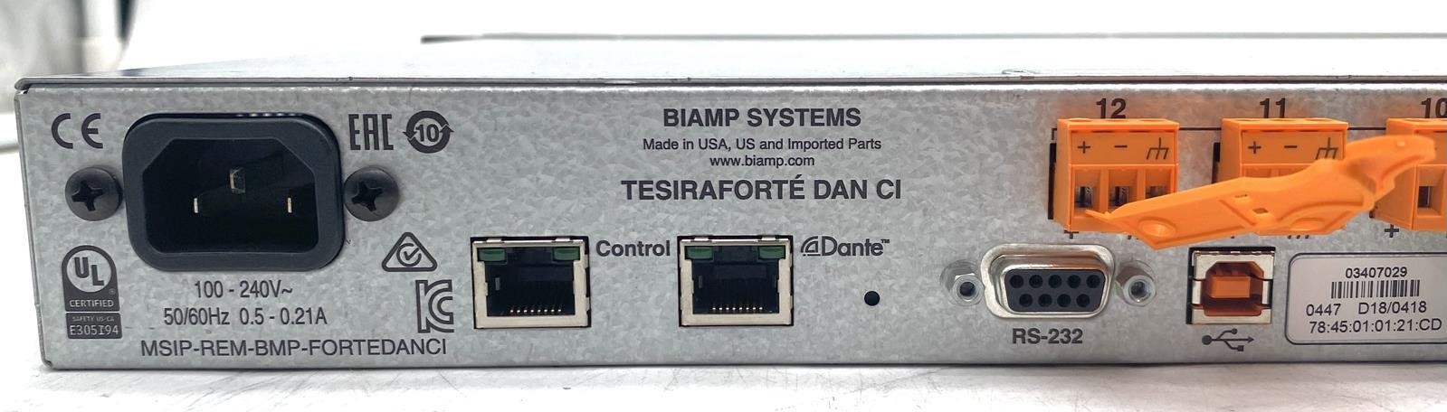 BIAMP TESIRA FORTE DAN CI CONFERENCE DIGITAL AUDIO SIGNAL PROCESSOR