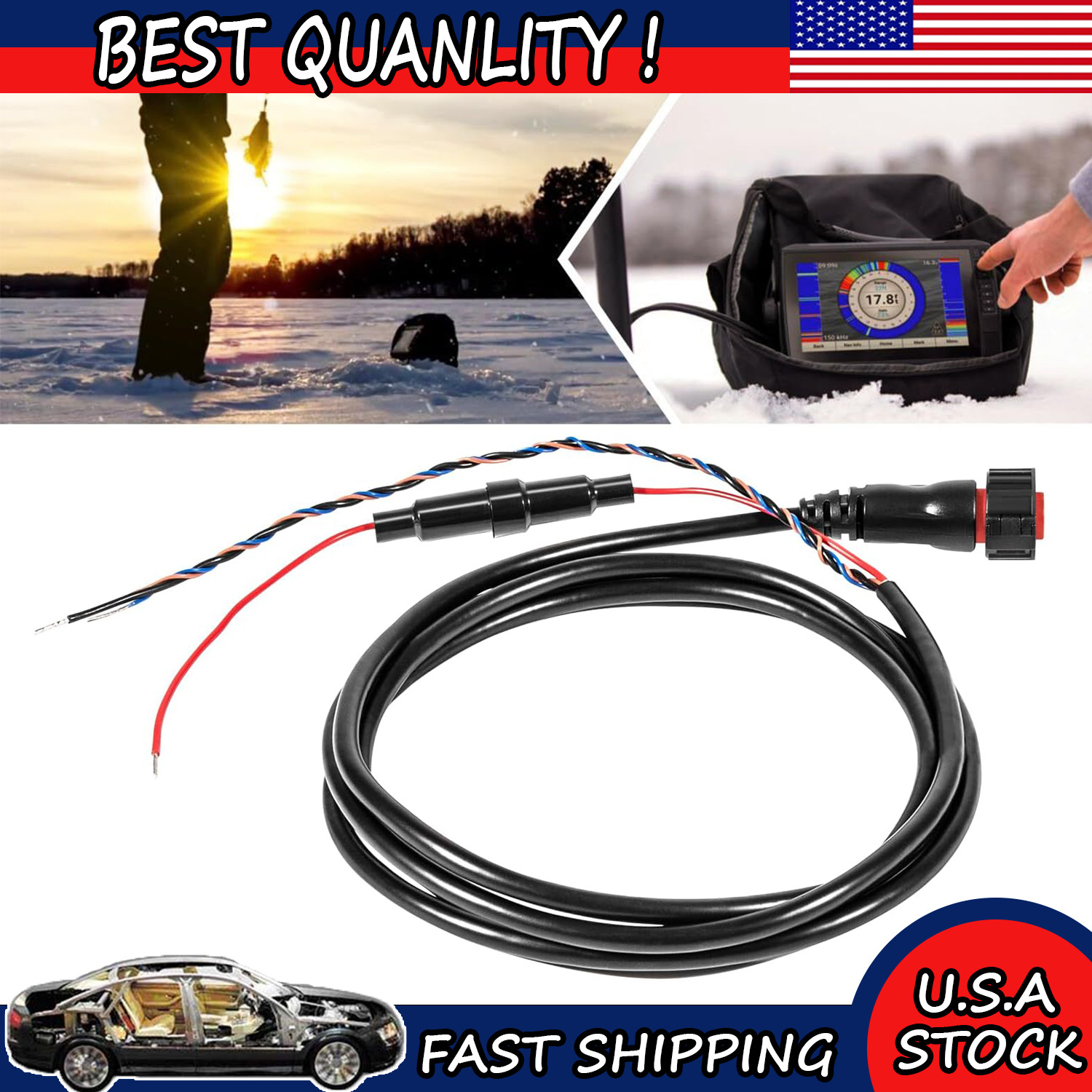 010-12445-00 Power/Data Cable Threaded 4-Pin Fits Garmin echoMAP Chirp/Plus/UHD