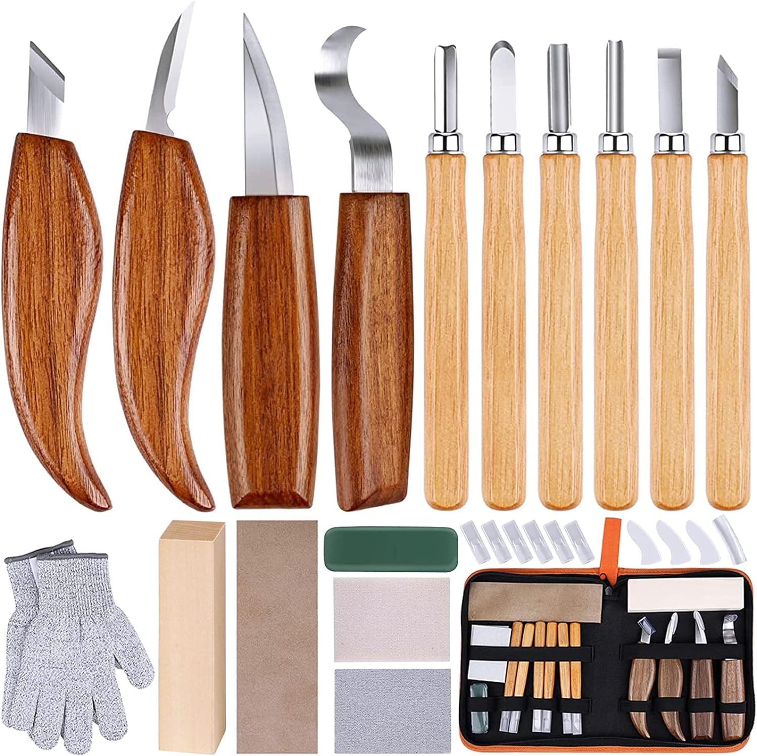 26-In-1 Wood Carving Kit with Detail Wood Carving Knife, Whittling Knife, Wood C