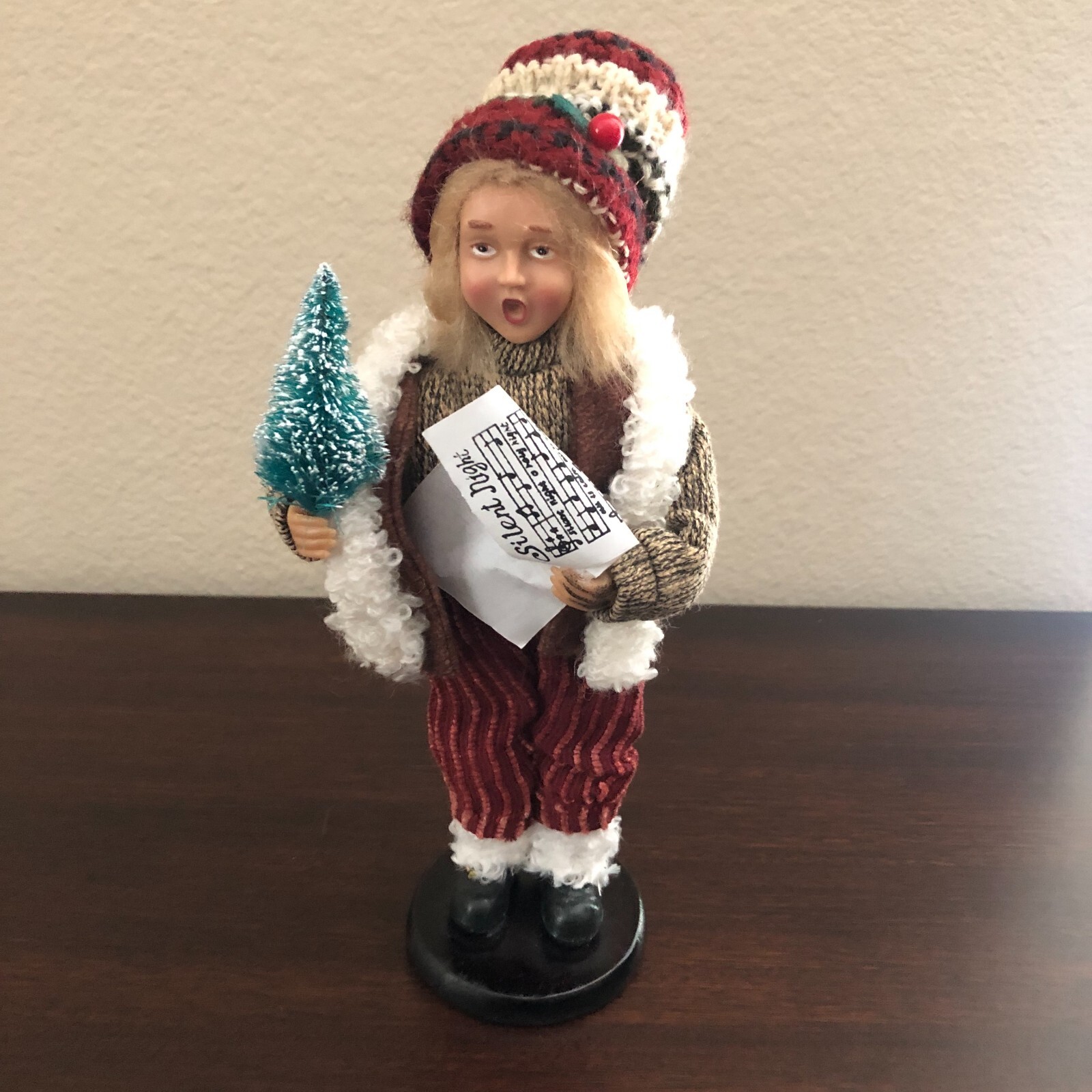 Vintage Christmas Carolers Singing Girl Figurine Christmas Multi Color