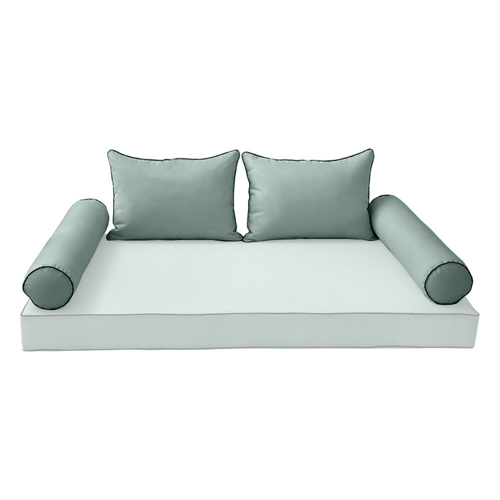 *COVER ONLY*-Style4 Outdoor Bolster Pillow Slipcover Contrast Trim Crib AD002