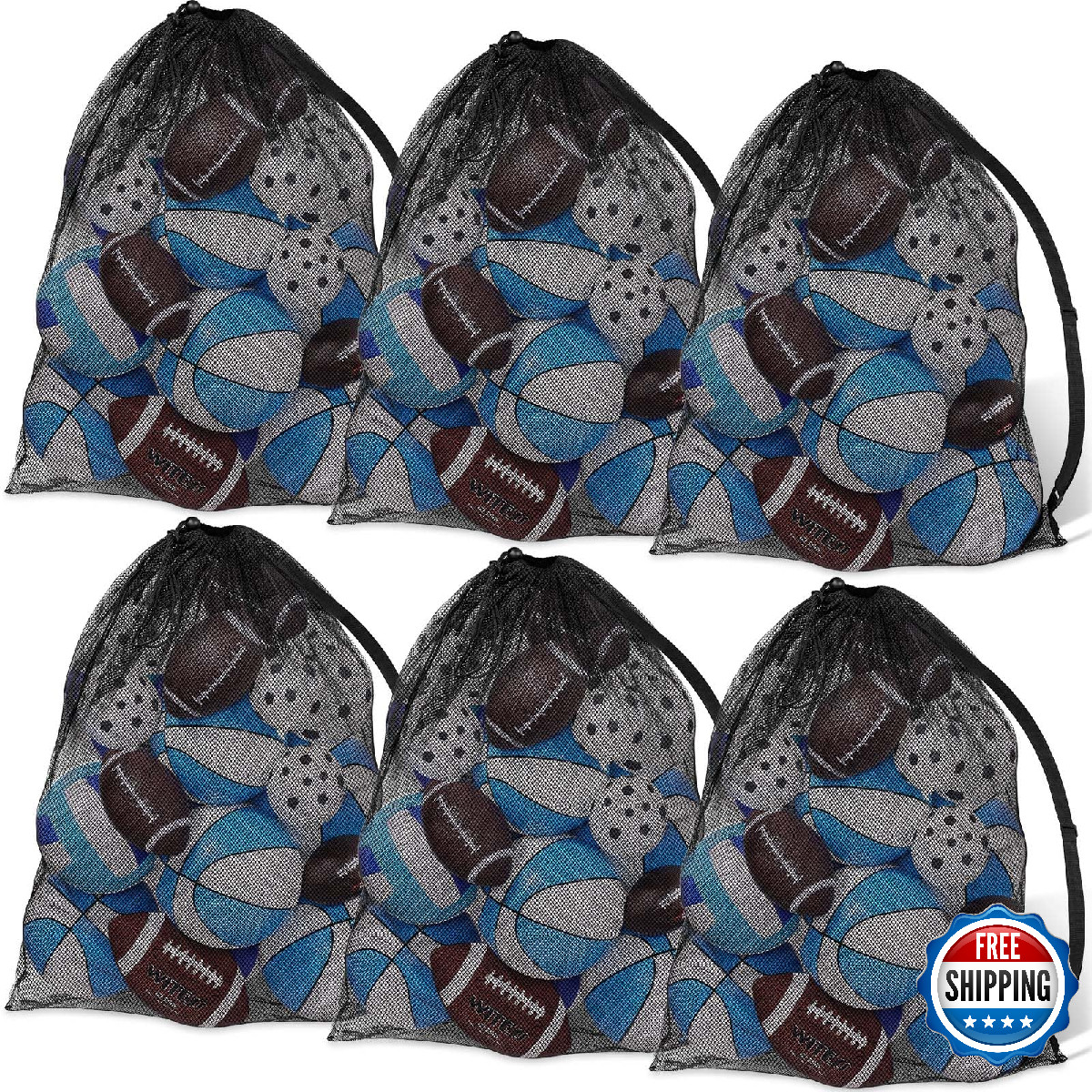 Shappy 8 Pack Extra Large Sports Ball Bag 30 x 40 Inches Mesh Soccer Basketball