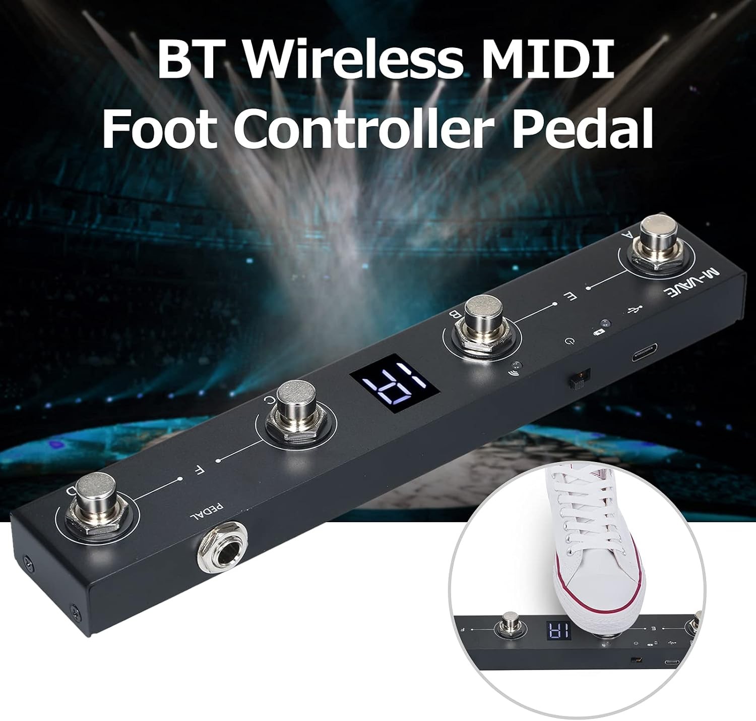 Btuty BT MIDI Foot Controller Wireless Rechargeable 4...