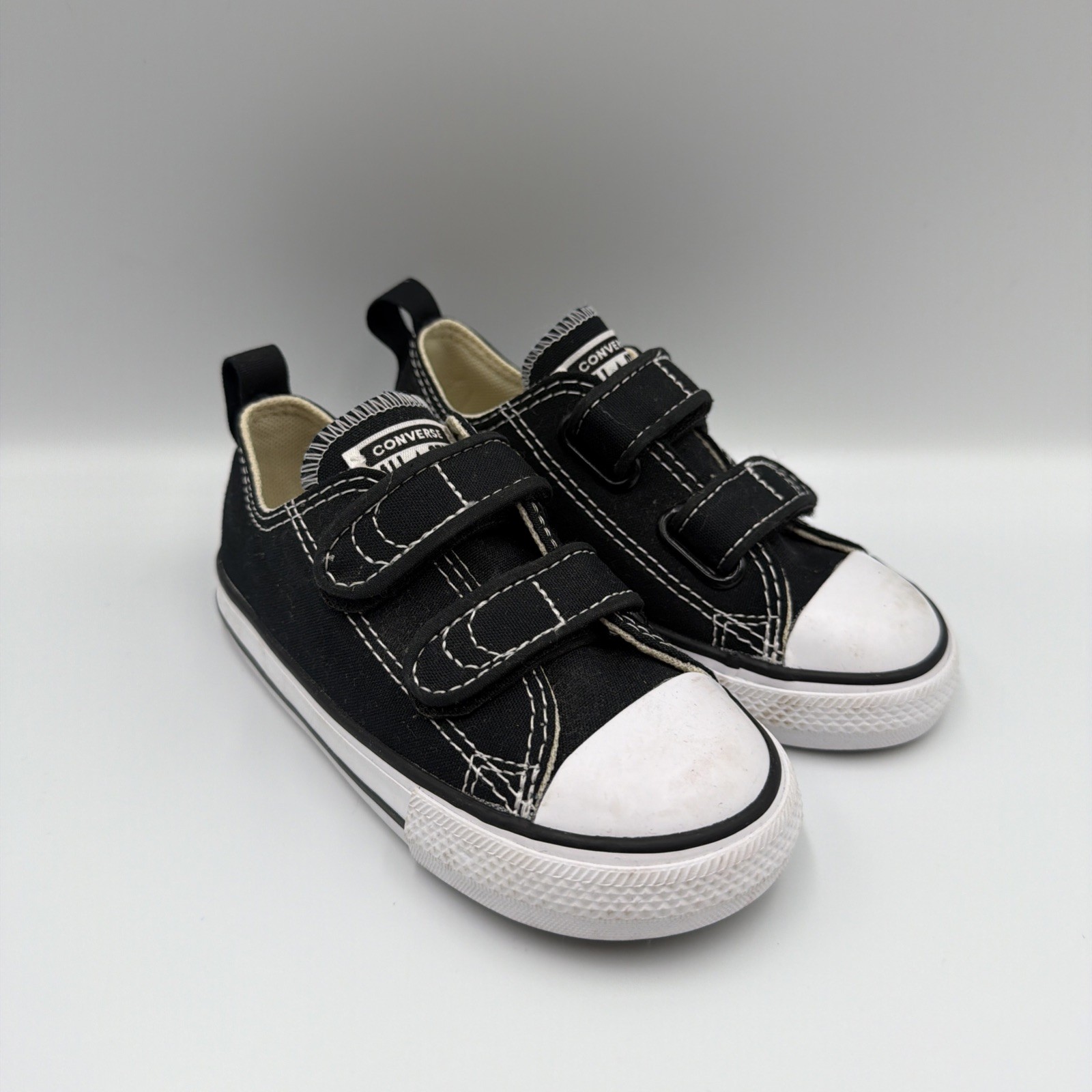 Converse All Star Kids Black Canvas Hook and Loop Sneakers Toddler Size 8 no box