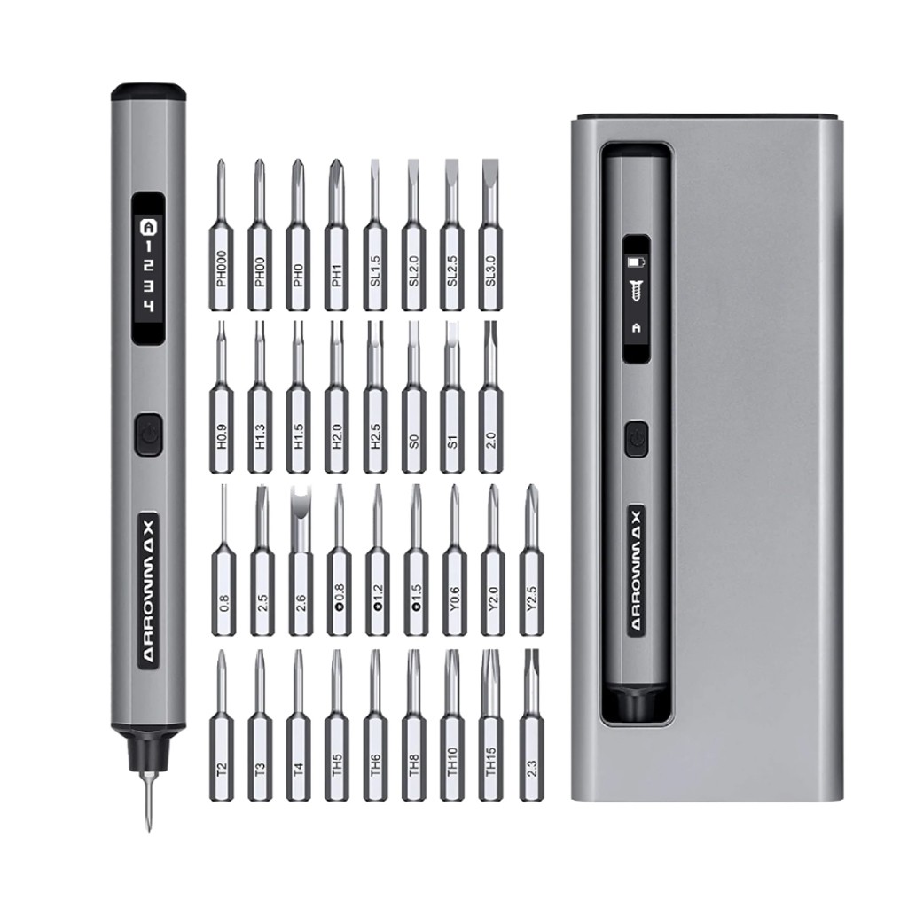 Arrowmax AM199913G - SES Pro Smart Motion Electric Screwdriver Set, 34pc, Gray