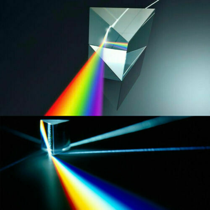 Optical Glass Triple Triangular Prism Physics Teaching Light Spectrum 5cm