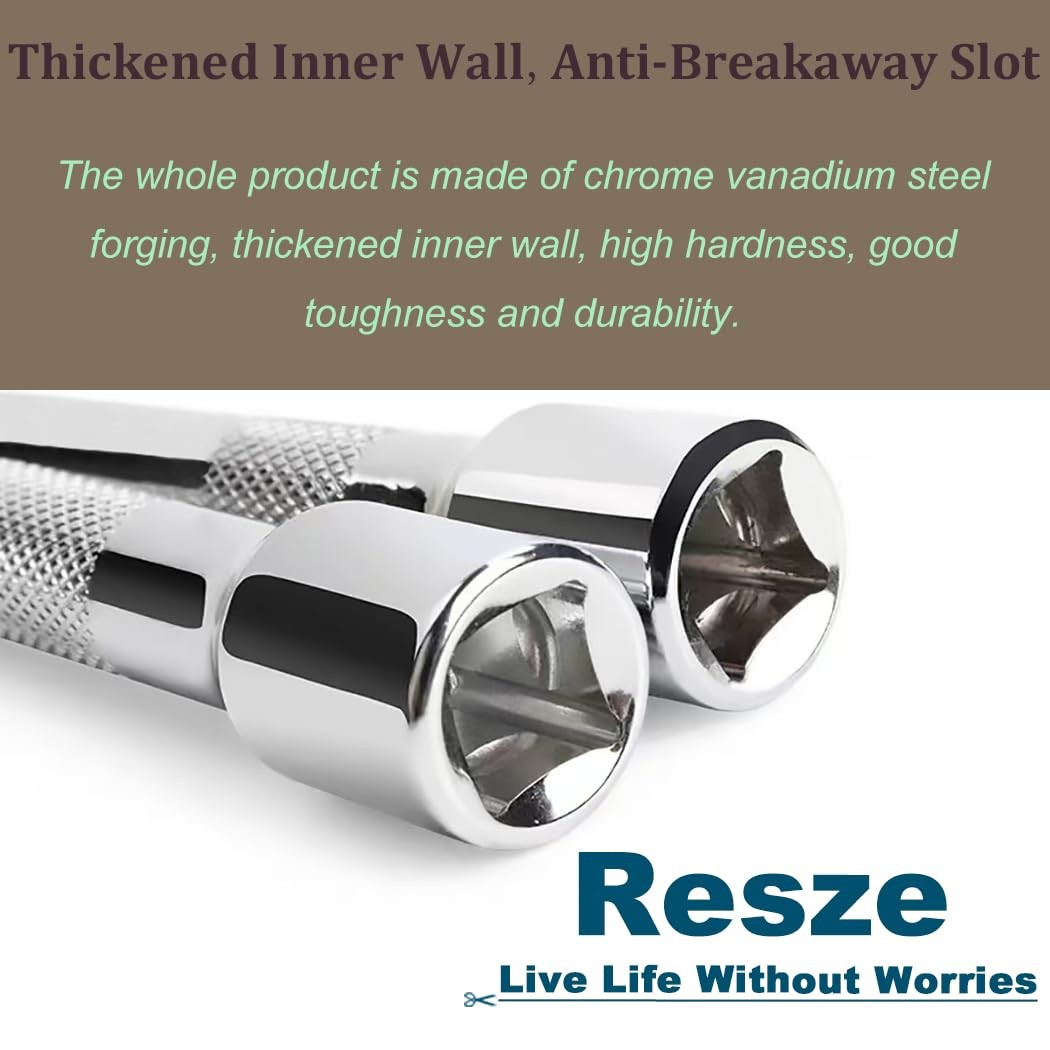 Resze 4 Pcs 1/4" Socket Extension Set, Drive Impact Bar 4pc, Sliver