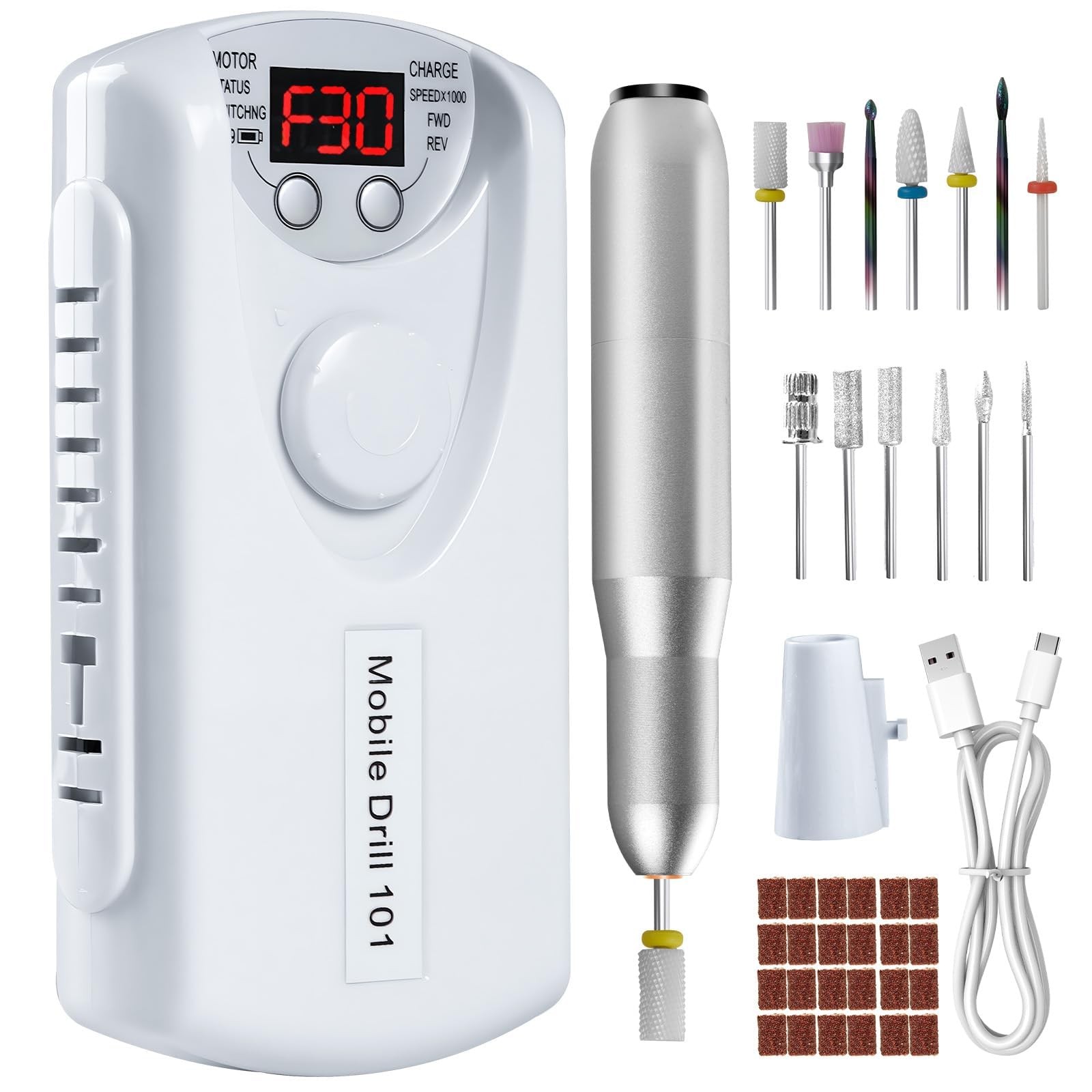 Nail Drill Portable Nail Drill Professional 30000 RPM 13 Salon Quality Drill ...