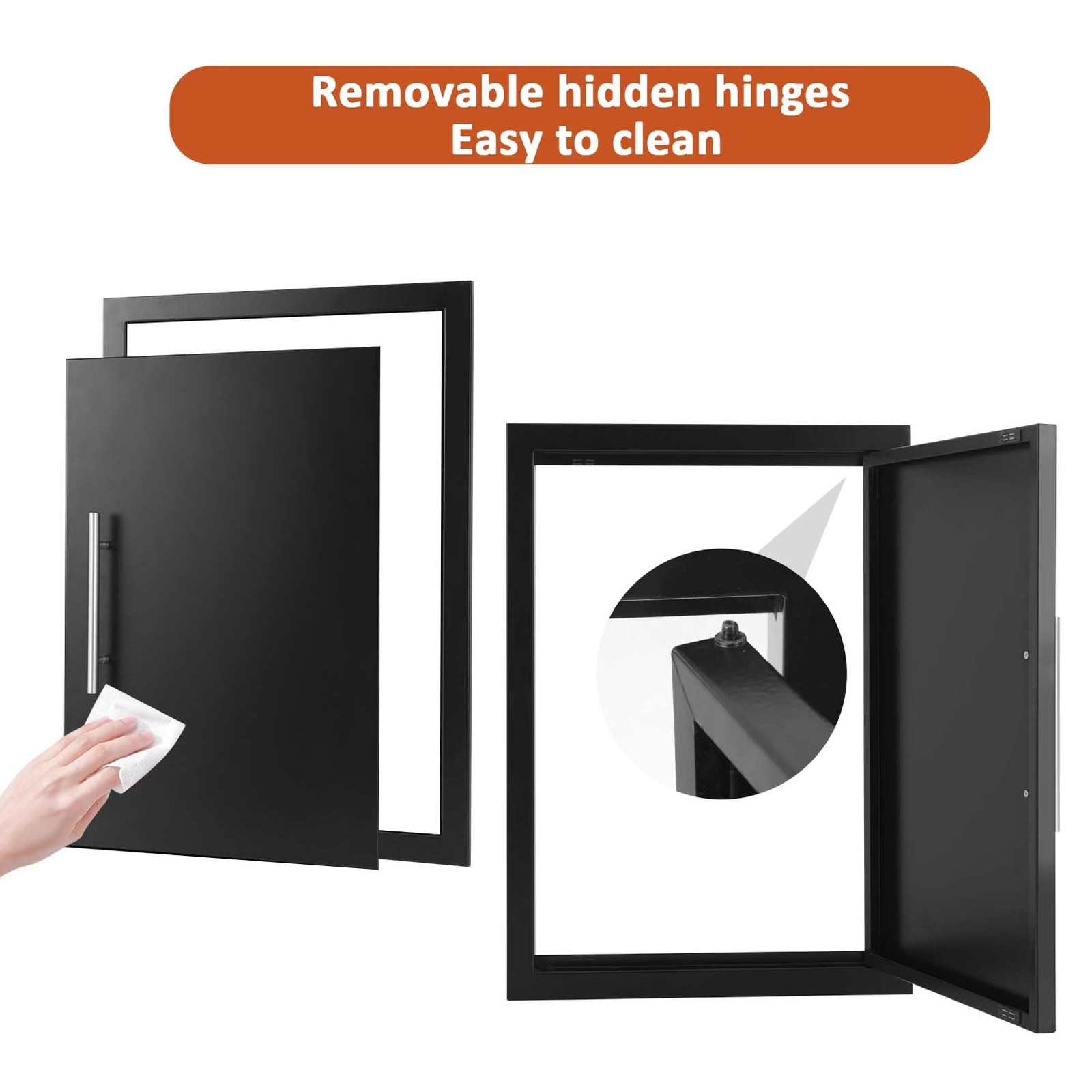 Outdoor Kitchen Doors 17" W X 24" H Single Doors 1.2mm Thickness Stainless St...
